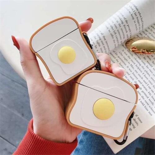 For Airpods 1 2 3 Case Silicone Toast Bread Cover For Air pods Pro Cute Earphone Case 3D Headphone case for Earpods Accessories