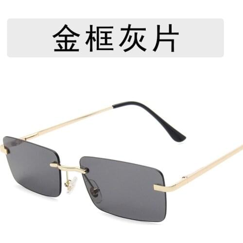 Ladies Classic Frameless Gradient Color Sunglasses Men Women Luxury Retro Black Mirror Color Transparent Lens Sunglasses UV400