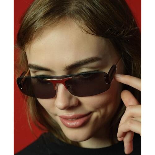 Vintage Rectangle Unframed Womens Gold Sasha Gold Black Sunglasses 2021 New Season Fashion Trend Ladies High Quality Sunglasses
