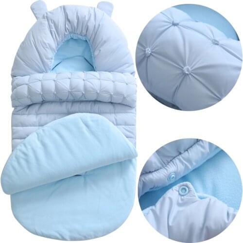 Thick Baby Swaddle Wrap Knit Envelope Newborn Sleeping Bag Baby Warm Swaddling Blanket Infant Stroller Sleep Sack Footmuff DS19