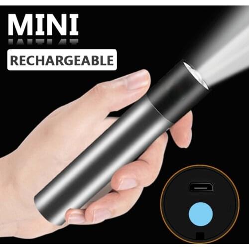 High Quality Led Flashlight Built In 18650 Battery Zoomable Torch Usb Rechargeable Light Aluminum Alloy for Camping