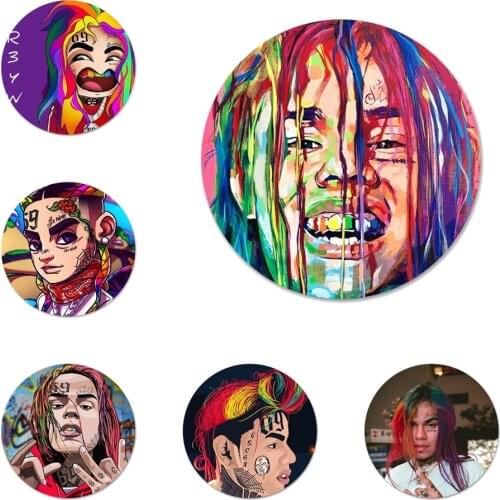 Tekashi69 6ix9ine 69 Rap singer Icons Pins Badge Decoration Brooches Metal Badges For Backpack Decoration 58mm