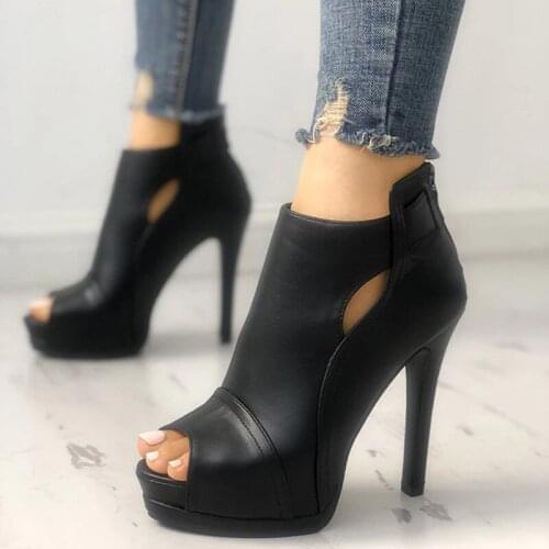 11cm New Women Pumps Spring Fall Office Shoes Breathable Hollow Out Square Heel Boots Woman Platform Heels Party Wedding Shoes