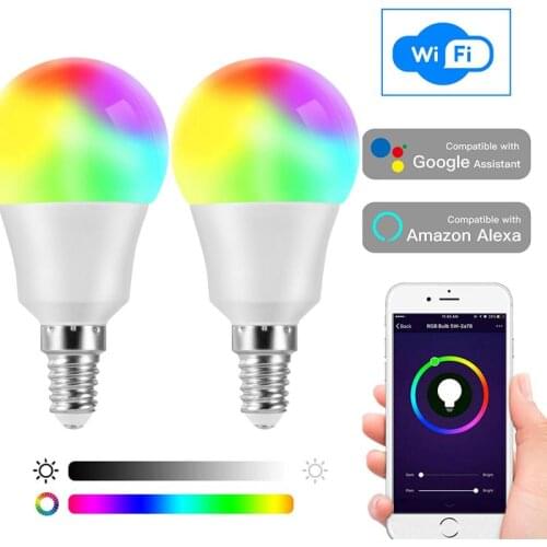 E14 Smart Control Lamp Led RGB Light Dimmable 6W RGBW Led Lamp Colorful Changing Bulb Smart Led Lights For Alexa/Google Home