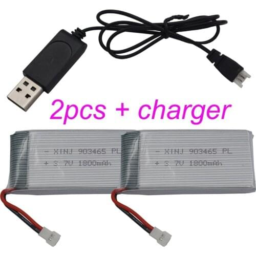 XINJ 2pcs+charger 3.7V 1800mAh 25C Polymer Li po battery 903465 for YX693-1 YX709-1 JJRC A6 RC Quadcopter Helicopter XH2.54 plug