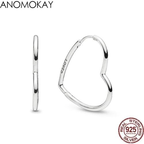 Anomokay Minimalist Earrings Cuff 925 Sterling Silver Simple Heart Earrings for Women Mom GF Fashion Jewelry Gift for Party