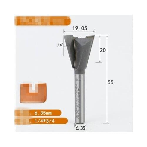 1/4x3/4 6.35mm Shank 19.05mm Cutting Dia Wood Dovetail Router Bit