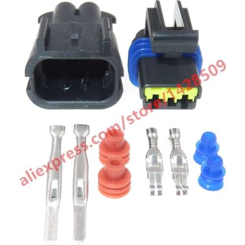 5 Sets 2 Pin 2.8 Series Auto Male Plastic Housing Plug Female Socket Waterproof Electrical Wire Connector With Pins Rubber Seals