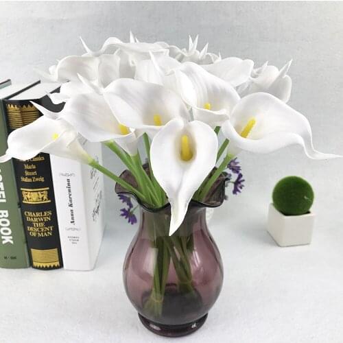 1PCS Real Touch Calla Lily PU Artificial Holding Flowers Bridal Wedding Boquets DIY Decoration Home Garen Decor Fake Flores FZ23