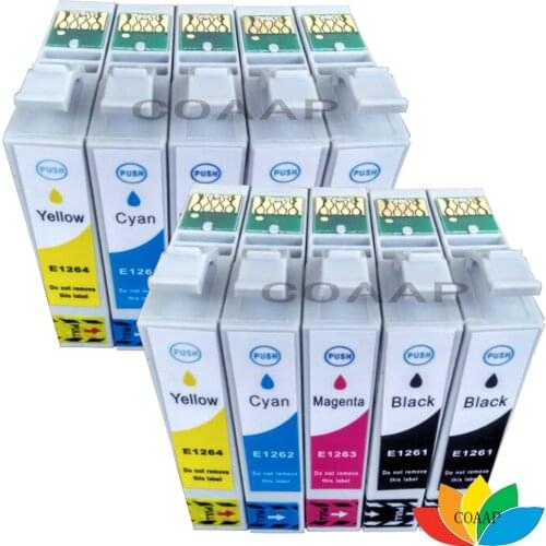 10pcs Compatible Ink cartridge EPSON 126XL T1261 for WorkForce WF-3520 WF-3540 WorkForce 520 630 635 840 Printer