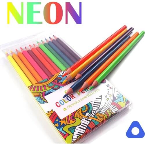 12 Pcs/Box Soften Wood Professional Drawing Fluorescent Neon Colored Pencils for Art and School Supplies Lapis de Cor
