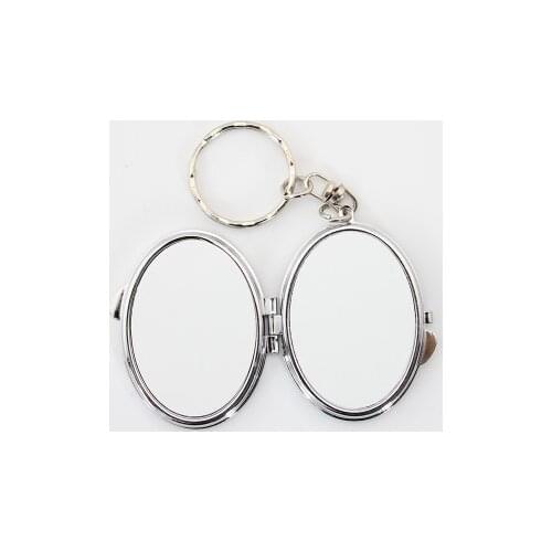 12 pieces/batch blank metal makeup mirror key chain DIY gift printing transfer paper sublimation ink can be printed