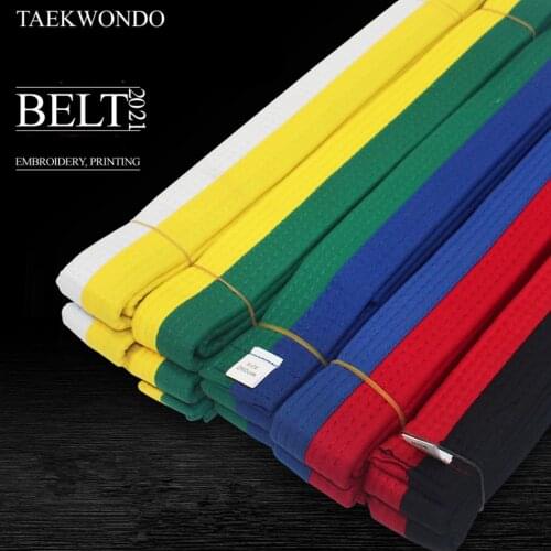 160cm-280cm Quality Taekwondo Belt Black Red Blue Brown White Judo Rank Belt for Martial Arts Karate BJJ Customized Embroidery