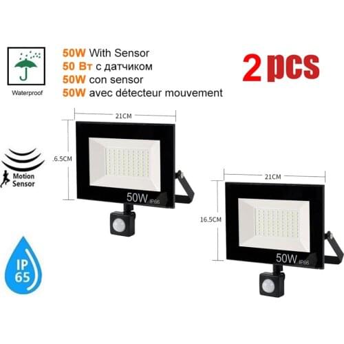 2 pcs 220V 10-100W LED FloodLight Spotlight Exterior Street wall reflector LED Lights Garden Lamp PIR Motion Sensor Lamps Waterp