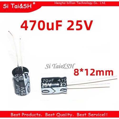 20PCS Higt quality 25V470UF 8*12mm 470UF 25V 8*12 Electrolytic capacitor