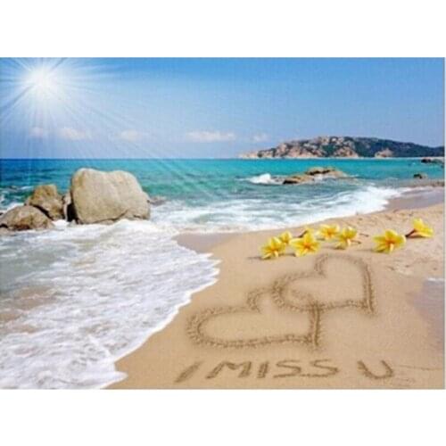 3D Diamond painting mosaic Needlework I miss you beach picture Cross stitch Full diamond embroidery home decor crafts HL623