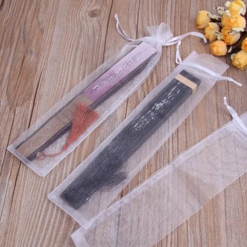 50 Pcs White Drawstring Organza Folding Hand Fan Pouch Party Wedding Gift Bags D11 20 Dropshipping