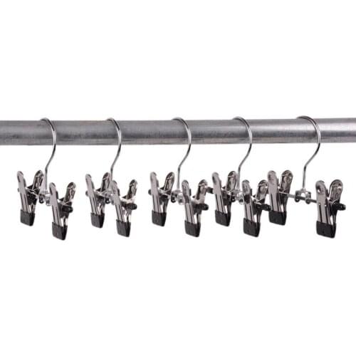 6Pcs Adjustable Stainless Steel Shoe Rack Pants Folder Boot Hanger Holder Portable Travel laundry Hook Hanging Clothes Sock Clip