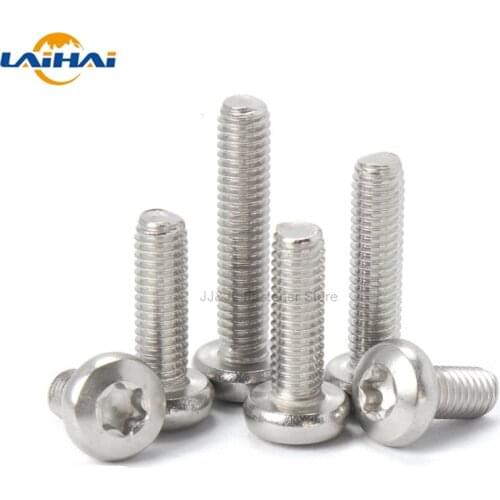 10/50/100X M1.4 M1.6 M2 M2.5 M3 M4 M5 M6 304 A2-70 stainless steel GB2672 Six-Lobe Torx Pan Head Screw Six Lobe Round Head Bolt