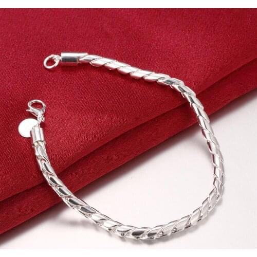 925 Sterling Silver 4MM Snake Chain Bracelets For Women Retro Charms Bangles Wedding Party Fine Luxury Fashion Jewelry 2021