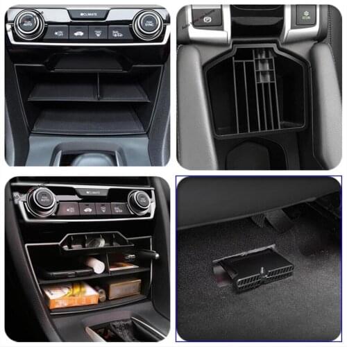 Yimaautotrims Black Interior Refit Kit For Honda Civic 2016 - 2020 Storage Container Box / Seat Bottom Air Duct Vent Cover Kit