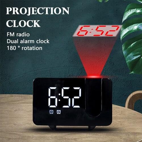 Digital Alarm Clock Projection Clock Desk Table Led Digital Snooze Alarm Backlight Projector Clock With FM Radio