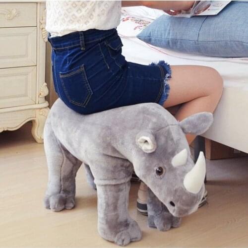Dorimytrader 50cm High Quality Big Animal Rhinoceros Sofa Big Stuffed Anti-skid Chair Change shoes Stool Home Decoration DY61419
