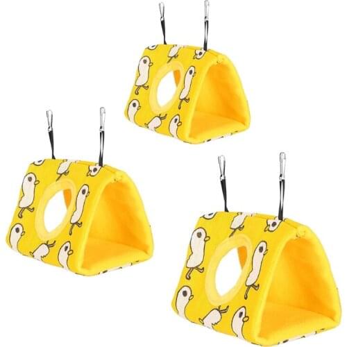 Hammock Parrot Nest Plush Snuggle Bird Hammock Small Pet Hut Bed Cage Tent Hole on One Side Hangable with Metal Hooks 3 Sizes
