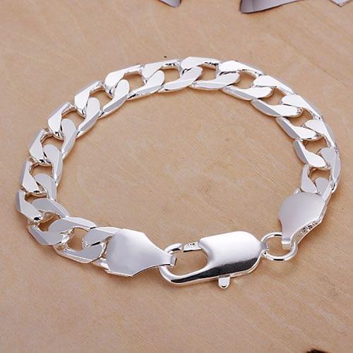 H262 Wholesale Silver Plated Bracelet, Shinning Fashion Jewelry 10mm Flat Bracelet /aiwajada Bbcajsja