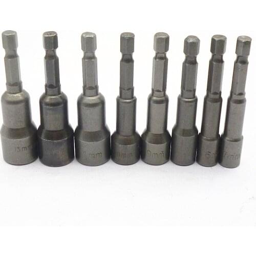 HOEN 8Pcs Metric 6mm-13mm Socket Magnetic Nut Driver Adapter Wrench 1/4 "hexagonal Handle Drill Professional Sleeve Tool