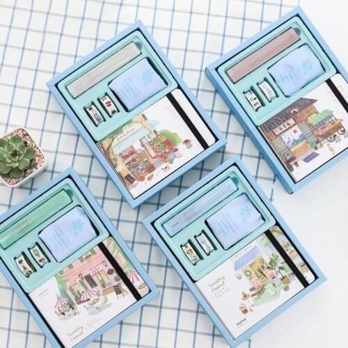 Kawaii A5 Diary Notebook Cute Planner Organizer Set Personal Travel Journal Note Book+Pen+Tape Office Childrens Gift