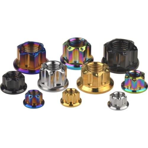 M6 M8 M10 M12 M14 M16 color titanium alloy outer hexagon flange fancy nuts external hex motorcycle refit rear axle nut