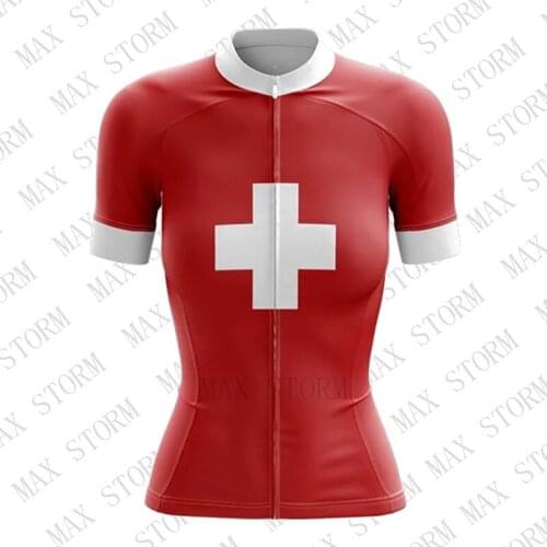 2019 New Women Switzerland Team Cycling Jersey Customized Road Mountain Race Top max storm Quick Dry /Breathable