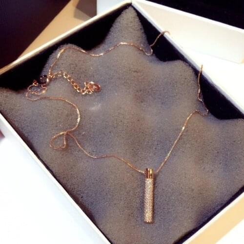 Fashion long cylindrical shiny crystal female pendant necklace O-chain wedding ball Valentines Day jewelry gift jewelry