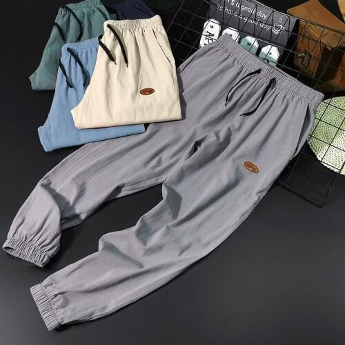 KKSKY Men Pants New Summer Cotton Linen Casual Solid Trousers Man Breathable Streetwear Pants 6-Colors Oversized Mens Clothing
