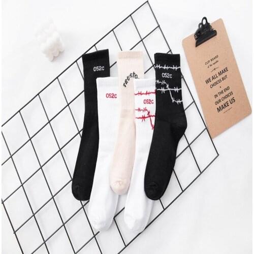 INS Tide brand TR letter tube men women cotton socks college style new product couple skateboard number 052C sports socks