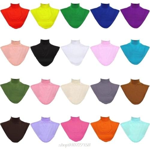Womens Muslim Modal Fake False Collar Islamic Hijab Extensions Turtleneck High Neck Cover Warmer Bright Solid MY31 21 Dropship