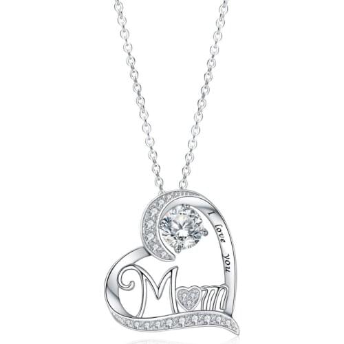 BONISKISS 925 Sterling Silver Heart Necklace For mother day gift 5A Cubic Zircon Mother Child Pendant Necklaces Jewelry Gifts