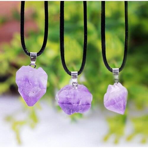 Natural Crystal Pendant Necklace Brazil Amethyst Crystal Random Shaped Stones Reiki Fashion Mineral Jewelry For Women Men