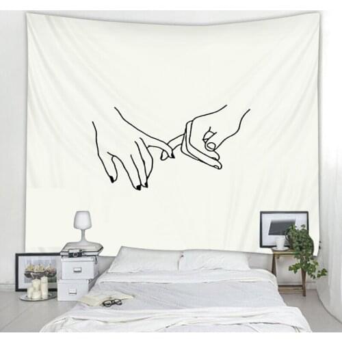 Simple Line White Tapestry Wall Hanging Tapestry Line Wall Decoration Quilt Yoga Mat Picnic Sun And Moon Cloth