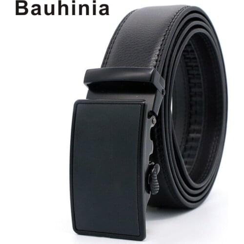 Bauhinia brand mens new double-sided leather leather fashion all-match Jinping automatic buckle leather belt