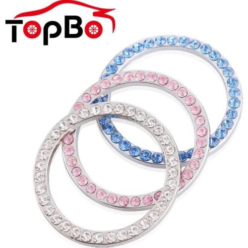 Car Bling One-click Start Button Decoration Ring Automobiles Start Switch Button Decorative Diamond Rhinestone Ring Circle Acces