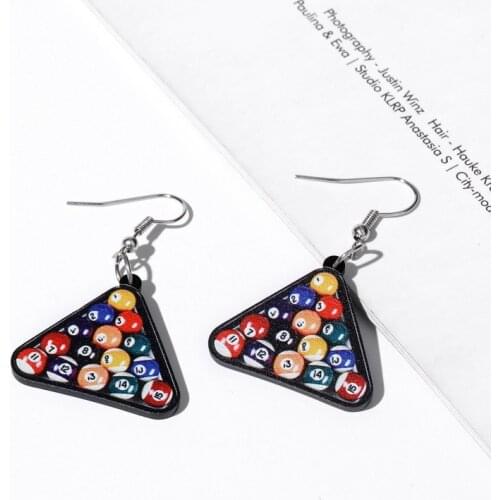 Billiard Triangle Unique Earrings Vintage Creative Mini Small Funny Acrylic Earrings for Women Fashion Jewelry Gifts New 2021