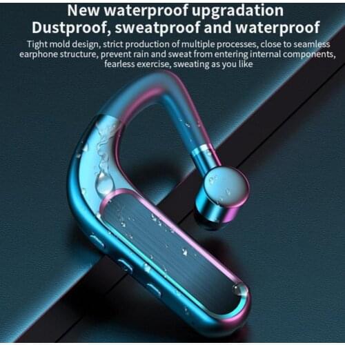 Waterproof Bluetooth 5.0 Ear-Mounted Single In-Ear Earphone with Microphone