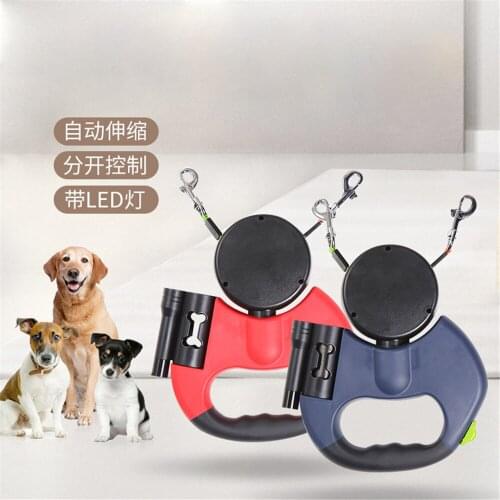 Retractable Dual Pet Dog Leash Rope Auto Flexible Pet Traction Rope Adjustable Dog Rope Pet Leashes Pet Supplies Pet Accessories