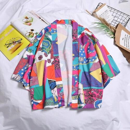 Spring Summer Harajuku Print Japanese Style Jacket Women Men Couples Fashion Loose Kimono Cardigan Shirt Coat Streetwear Clothes