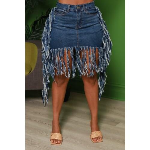 2021 women fashion hot sale street girl style short skirt buttons high waist pure color pockets tassel denim mini short skirt