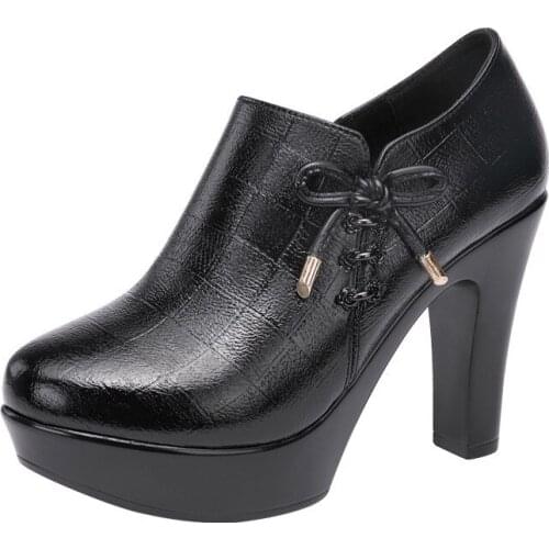 Small Size 32 33 34 Block Heel Platform Shoes Deep Mouth Warm Shoe with Fur 2021 Fall High Heels Pumps Women for Office OL