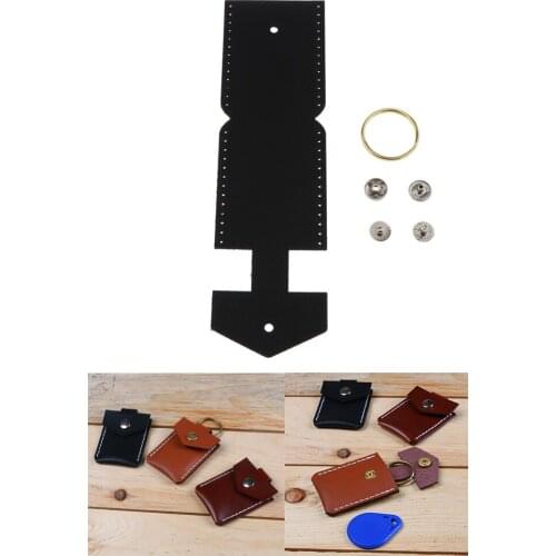 1 Set Leather Access Card Bag Making Kit For Keychain Keyring Hanging Pendant