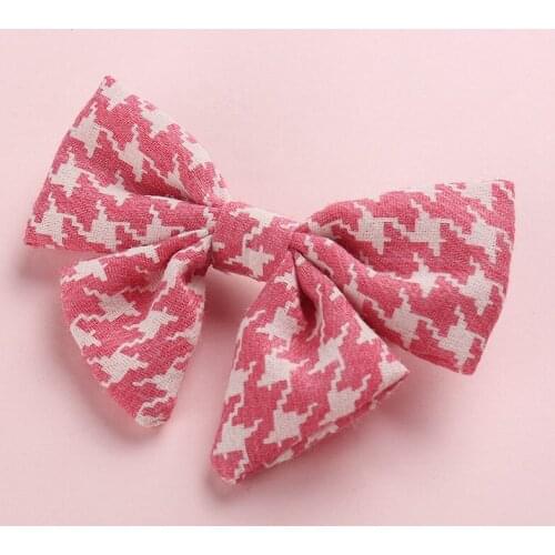 1pc Sweet Girls Plaid Bows Hairpins Baby Girls Cotton Knotbow Hair Clips 10 Colors 0-1-2-3-4-5-6y Toddler School Girls Hair Wear